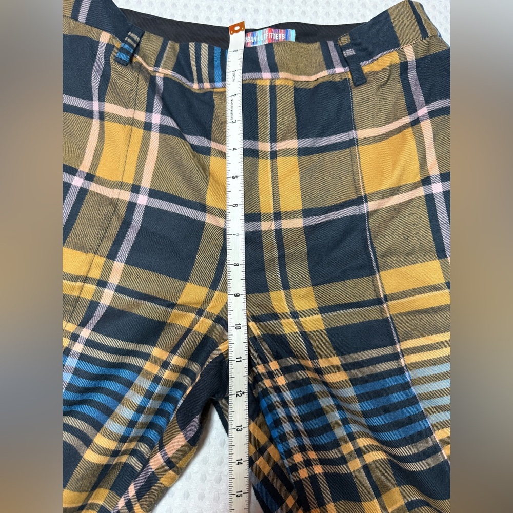 Urban Outfitters Claire Blue Yellow Plaid Y2K Cropped Pants Women SZ 6 - Picture 7 of 10